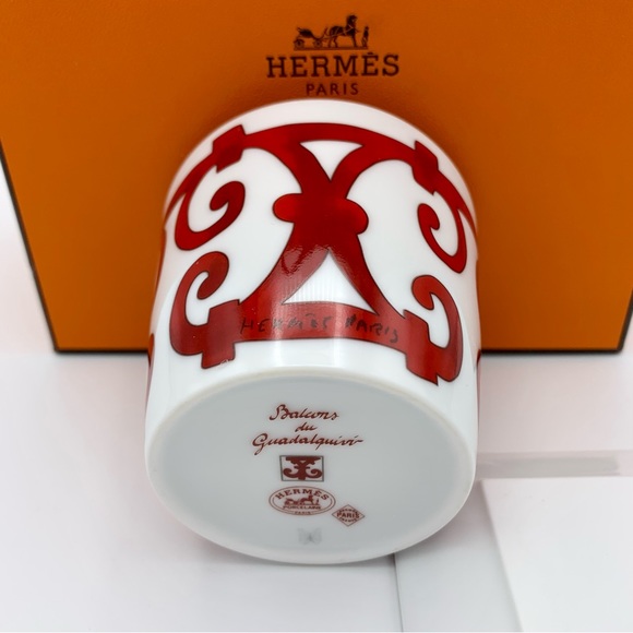 Hermes Balcon du Guadalquivir Red Votive Candle Holder Square Plate No2 NIB MINT - Picture 6 of 15